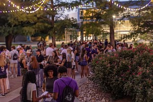 Students mingling on campus