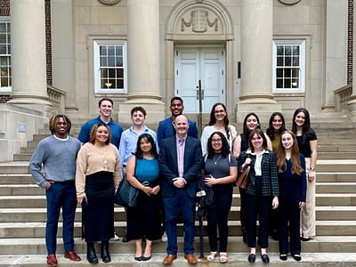 ACU pre-law students with Riley, center, at the SMU Dedman School of Law.