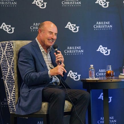 Dr. Phil speaks to ACU friends and donors at a private reception in Dallas.