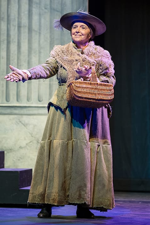 At age 86, Lipford portrayed the Bird Woman in Mary Poppins at ACU’s 2015 Homecoming Musical (Photo by Paul White)